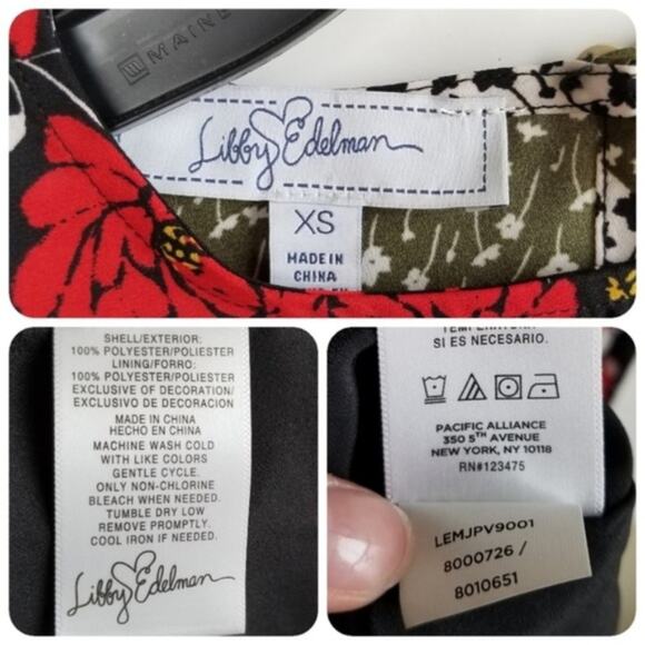 Libby Edelman Floral Patchwork Long Sleeve Dress Green & Red Size X-Small - Picture 2 of 8